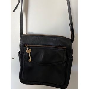 Black Leather Fossil Crossbody Bag